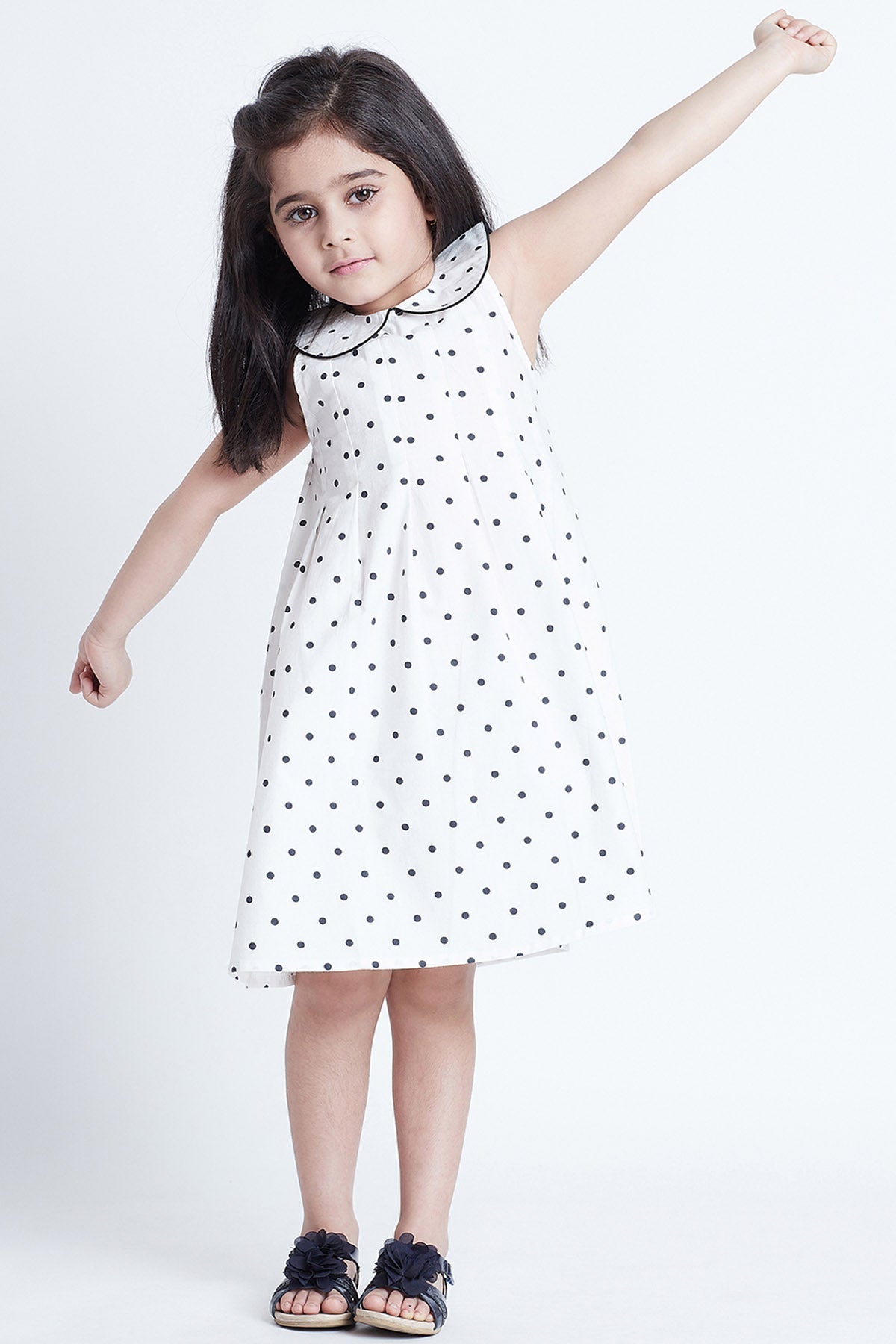 Buy White Cotton Polka Dot Dress Online